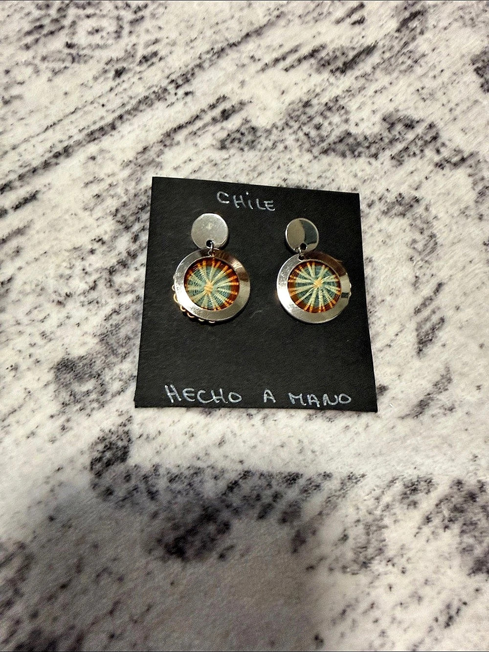 Handmade Sunburst Earrings in Gold & Blue